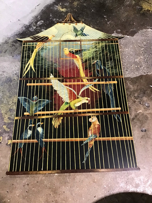 Large Birdcage Hanging Art Panel 38" W x .5" D x 56.5" H