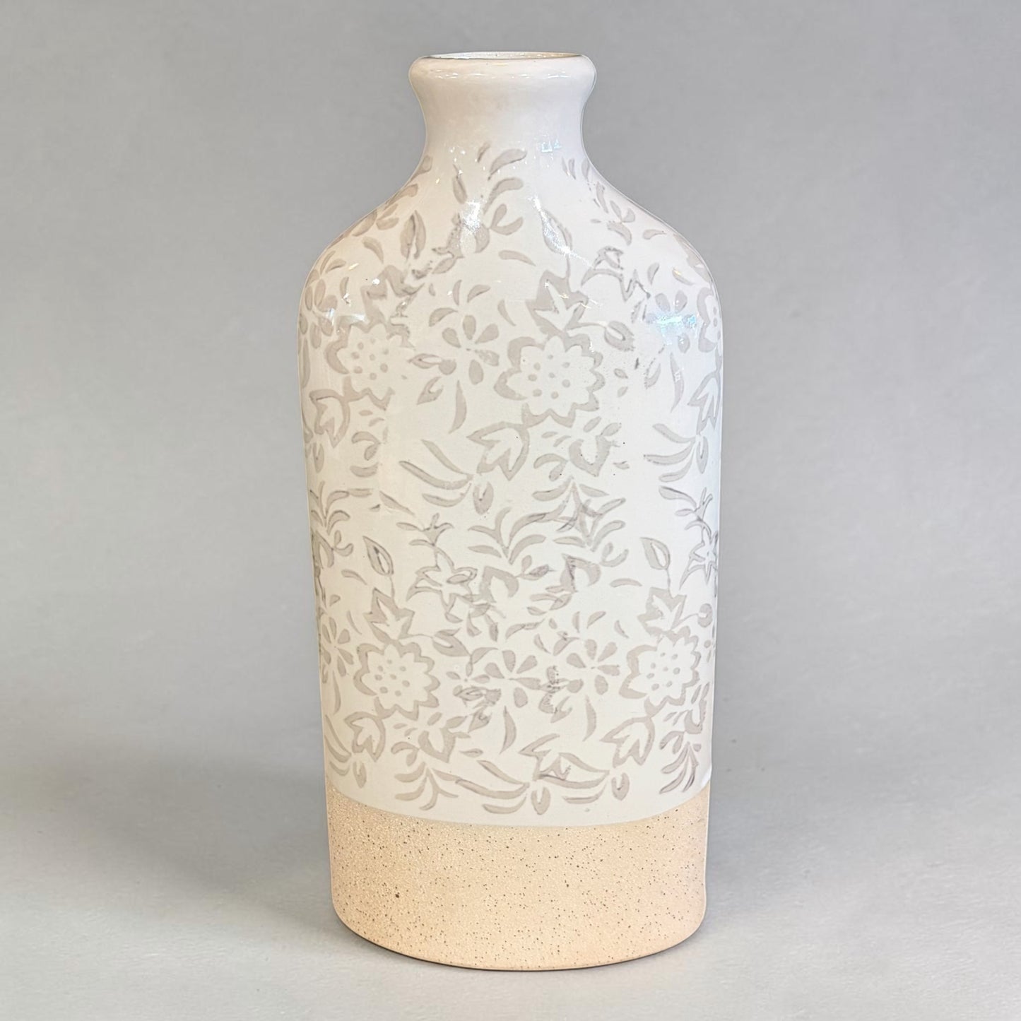 Beige Ceramic Vase, 12"H x 6"W x 3"D