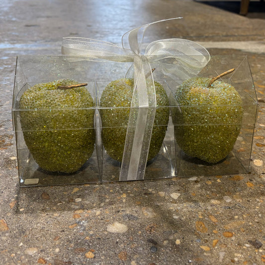 Set of 3 Beaded Green Apples