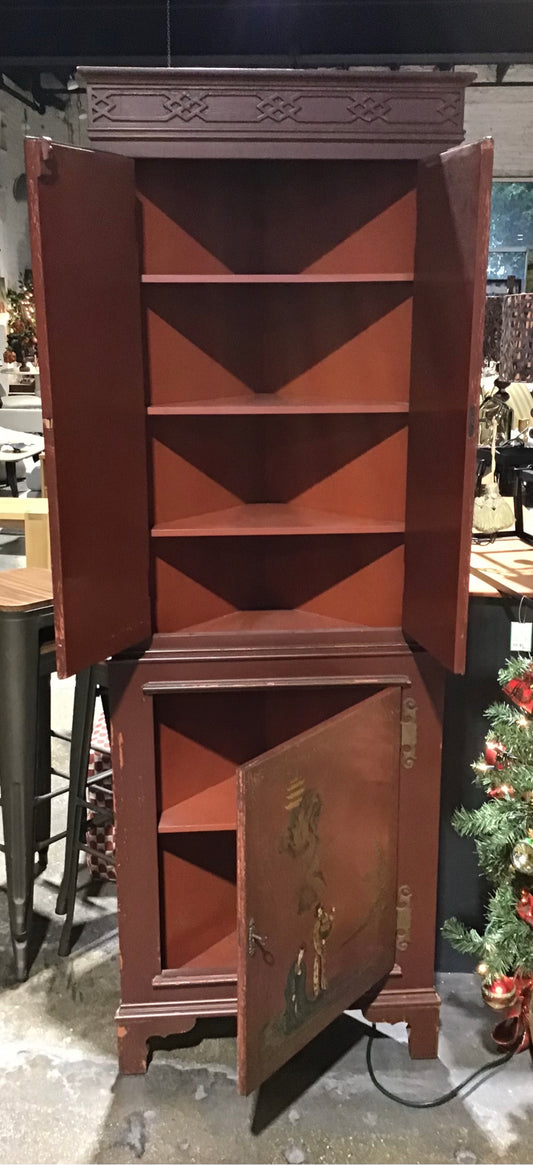 Chinoiserie Corner Cabinet 24" W x 17.25"D x 73" H