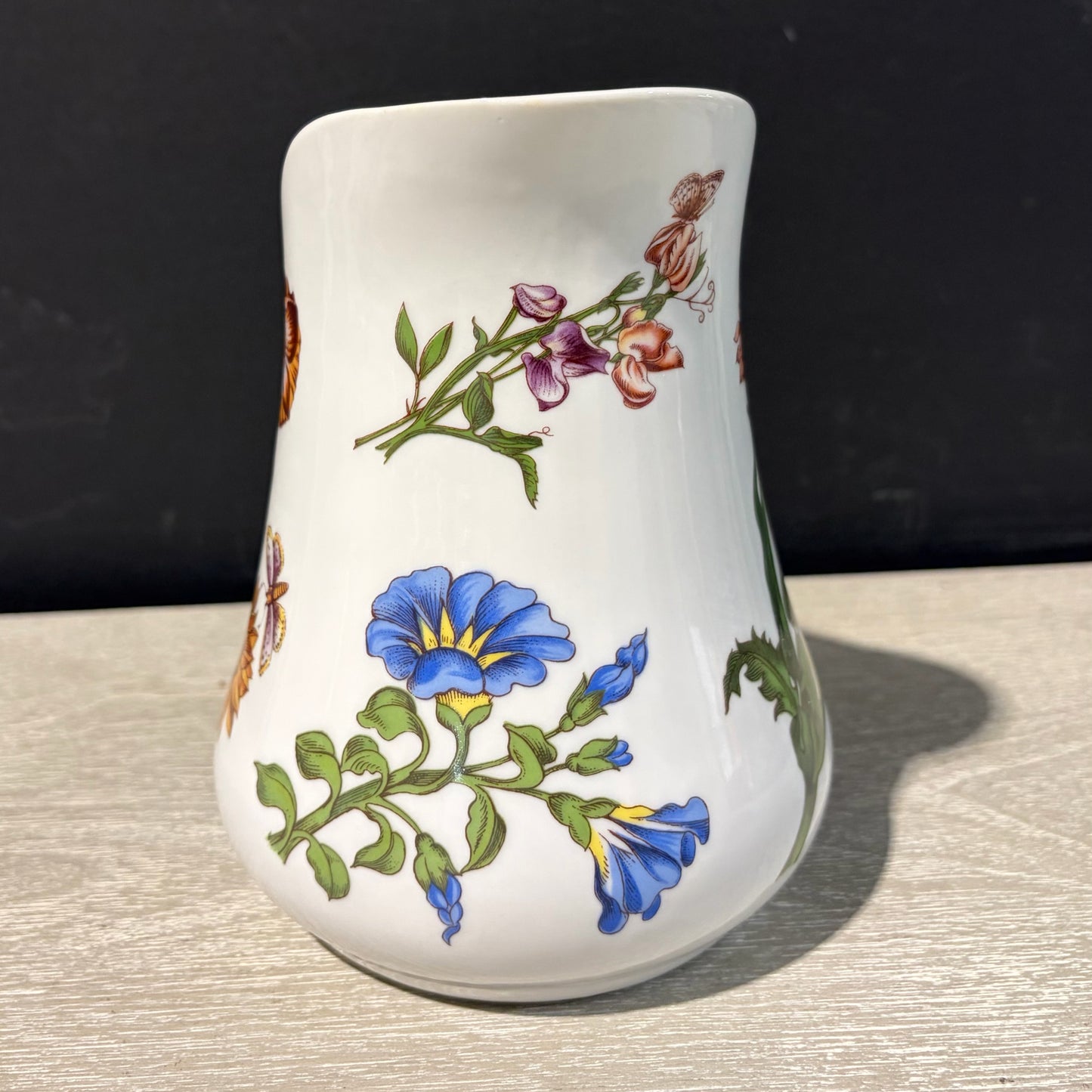 VTG Bia Cordon Bleu Floral Butterfly Pitcher, 7"W x 5.5"D x 7"H