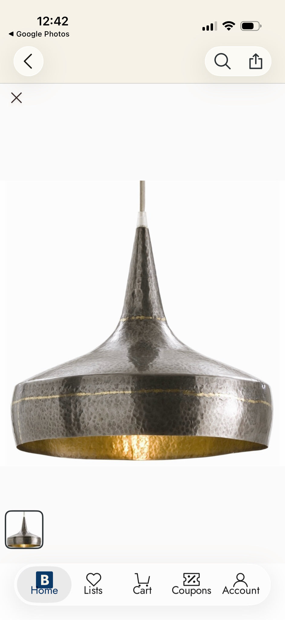 Arteriors Mason Single Light Forged Metal Pendant, 13.25"Dia x 14"H