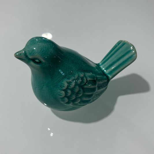 Teal Ceramic Bird 3" W x 5" D x 4" H
