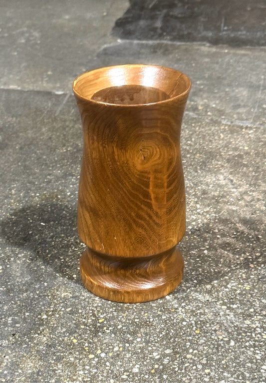 Hand turned wood vase, 8.5"H x 4.5"W x 4.5"D