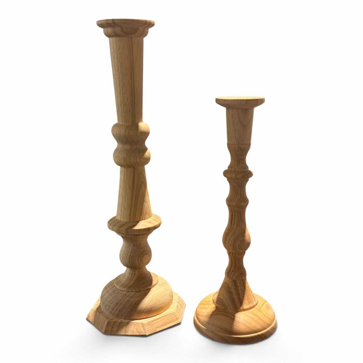 Georgian Candlesticks (Set of 2), Plantation Hardwood, 12.5"H & 9.5"H