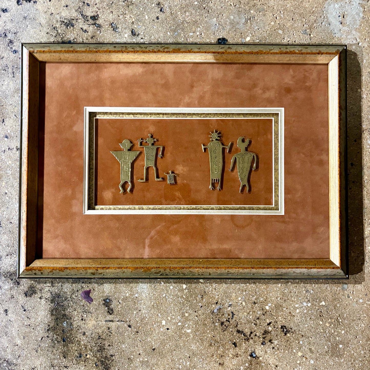 Brass Petroglyph Framed Wall Art, 17.75"W x 12.75"H x 1"D