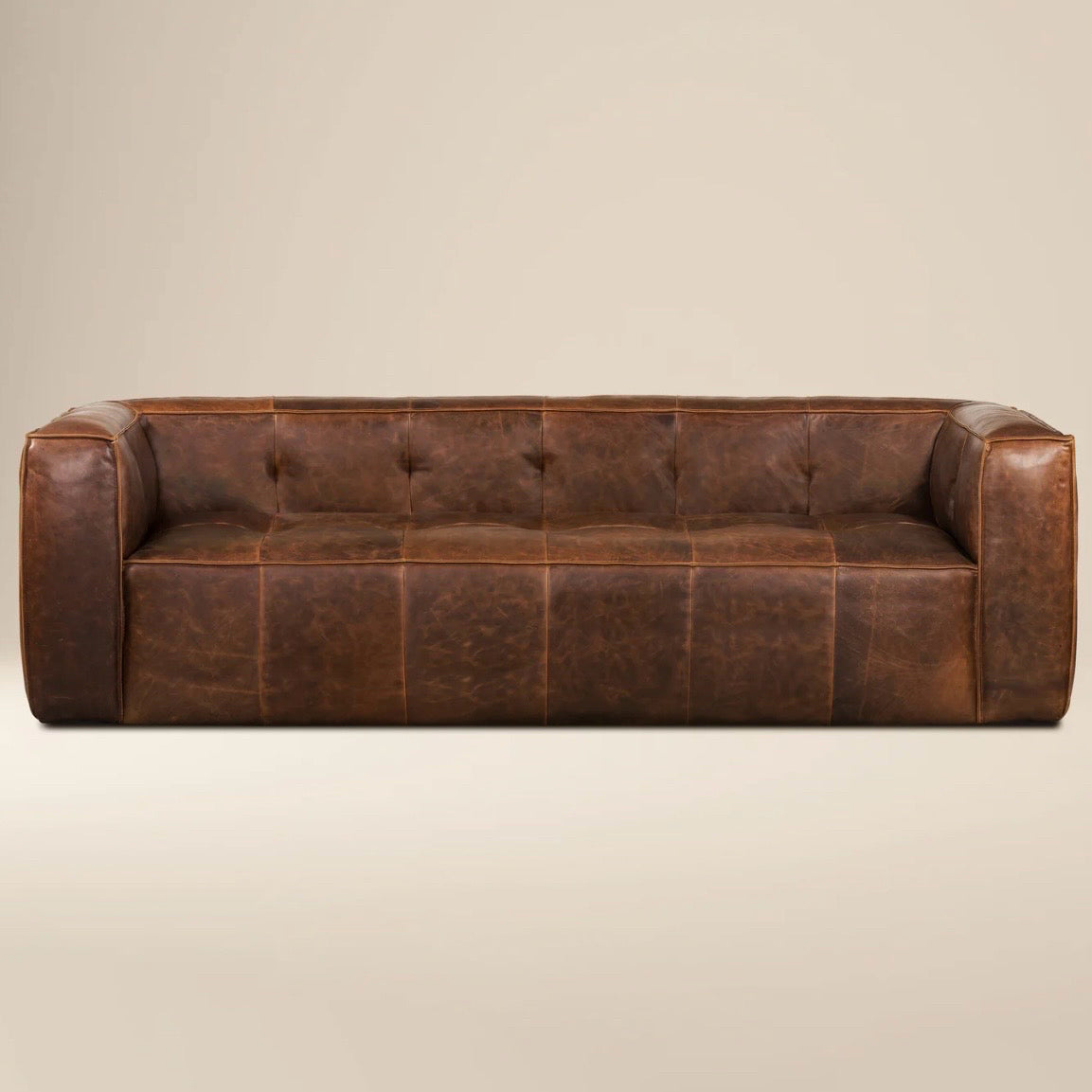Poly & Bark Capa Sofa - Chocolate Brown Leather, 92" W x 38" D x 28" H