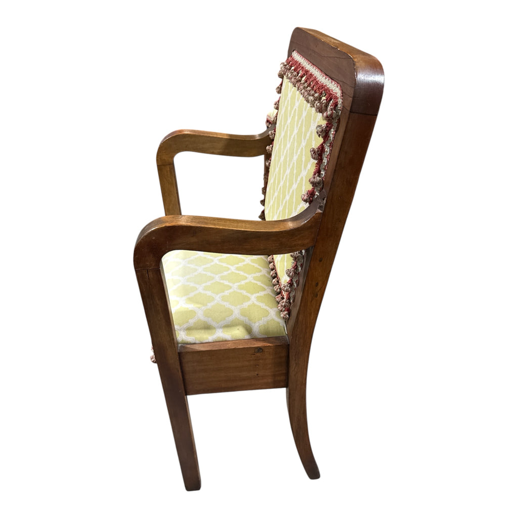 PAIR of Antique Hall Chairs, updated upholstery, 21"W x 13.5"D x 38"H