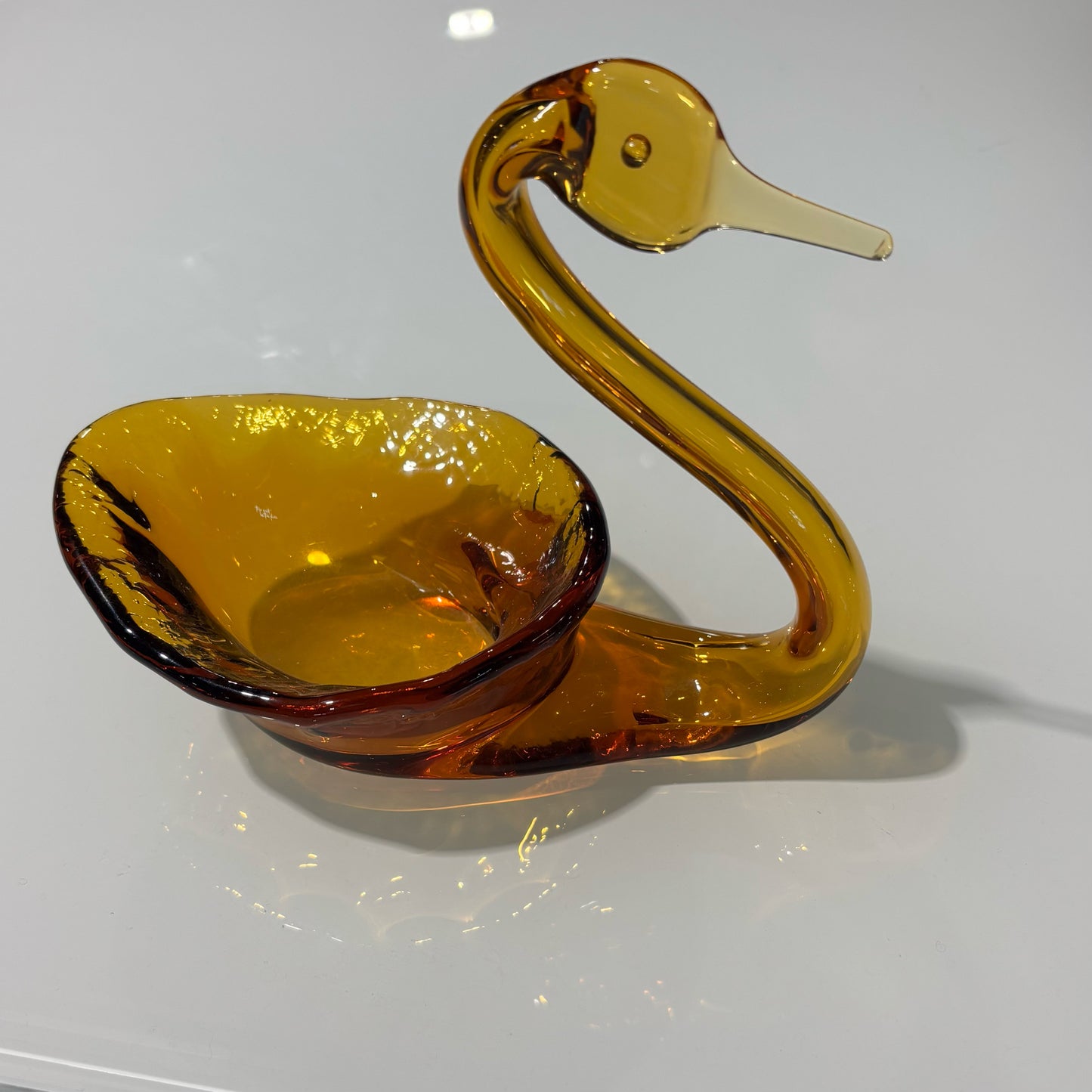 VTG Viking Glass Swan Candy Dish 7.5" L x 4.5" W x 6.5" H