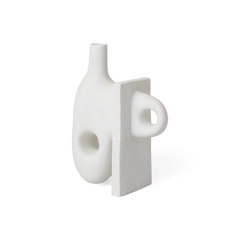Paradox Small Vase, Jonathan Adler, White Porcelain, 10" W x 4" D x 7" H