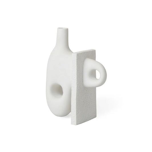 Paradox Small Vase, Jonathan Adler, White Porcelain, 10" W x 4" D x 7" H