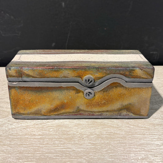 Raku Ceramic Box w/ Lid, Signed, 6.75"W x 2.75"D x 2.75"H