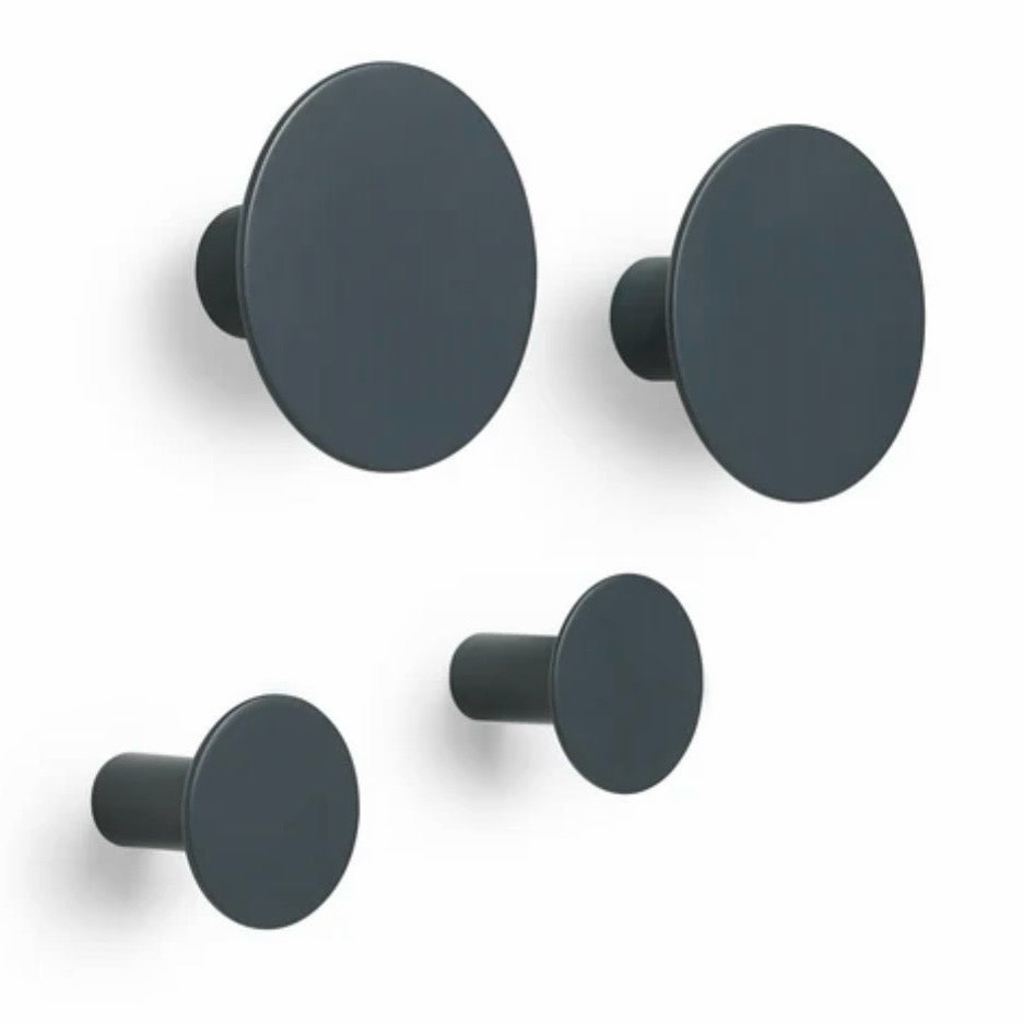 Ponto Wall Hook (Set of 4), Gunmetal, 1.6"D  x 1.9"Dia & 3.25"Dia
