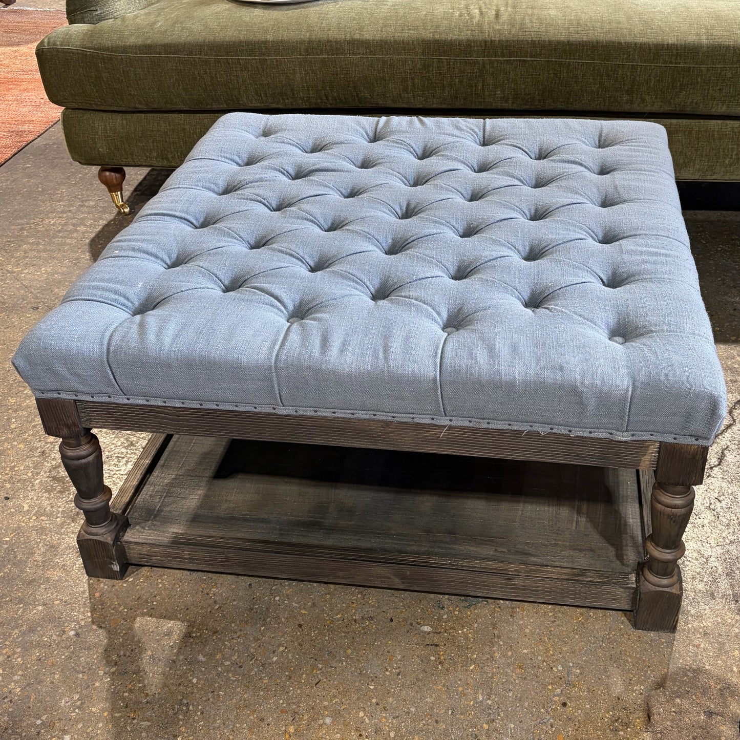 Tufted Cocktail Ottoman/ Table, 36"D x 36"W x 18.5"H