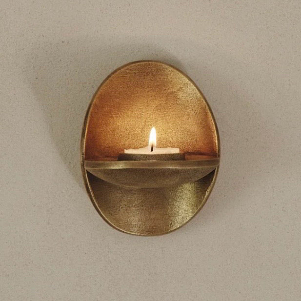 AgapÃƒÂ© Wall Candle Holder (Set of 2), Brass, 3.9"W x 3.5"D x 5"H