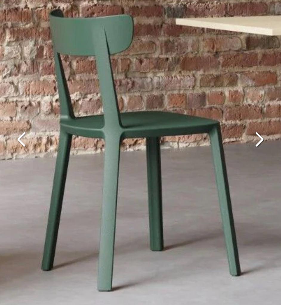 PAIR of Cadrea chairs, green, 18.5"W x 18.5"D x 31"H