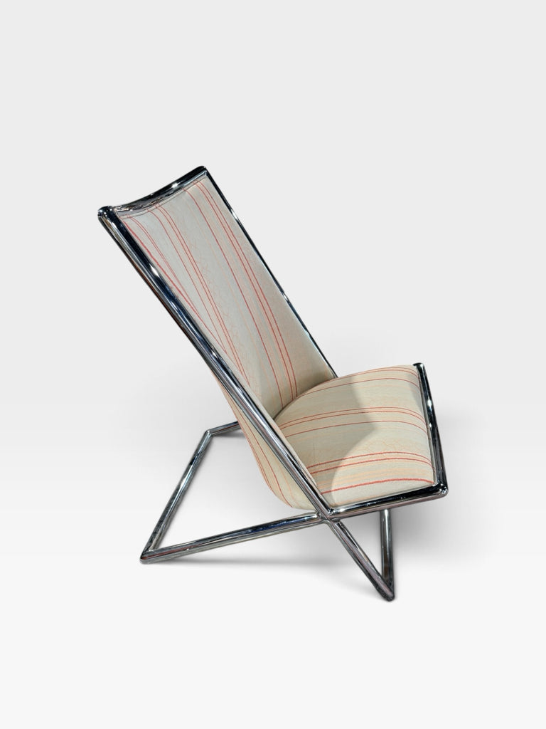 Geiger Ward scissor chair, chrome/striped upholstery