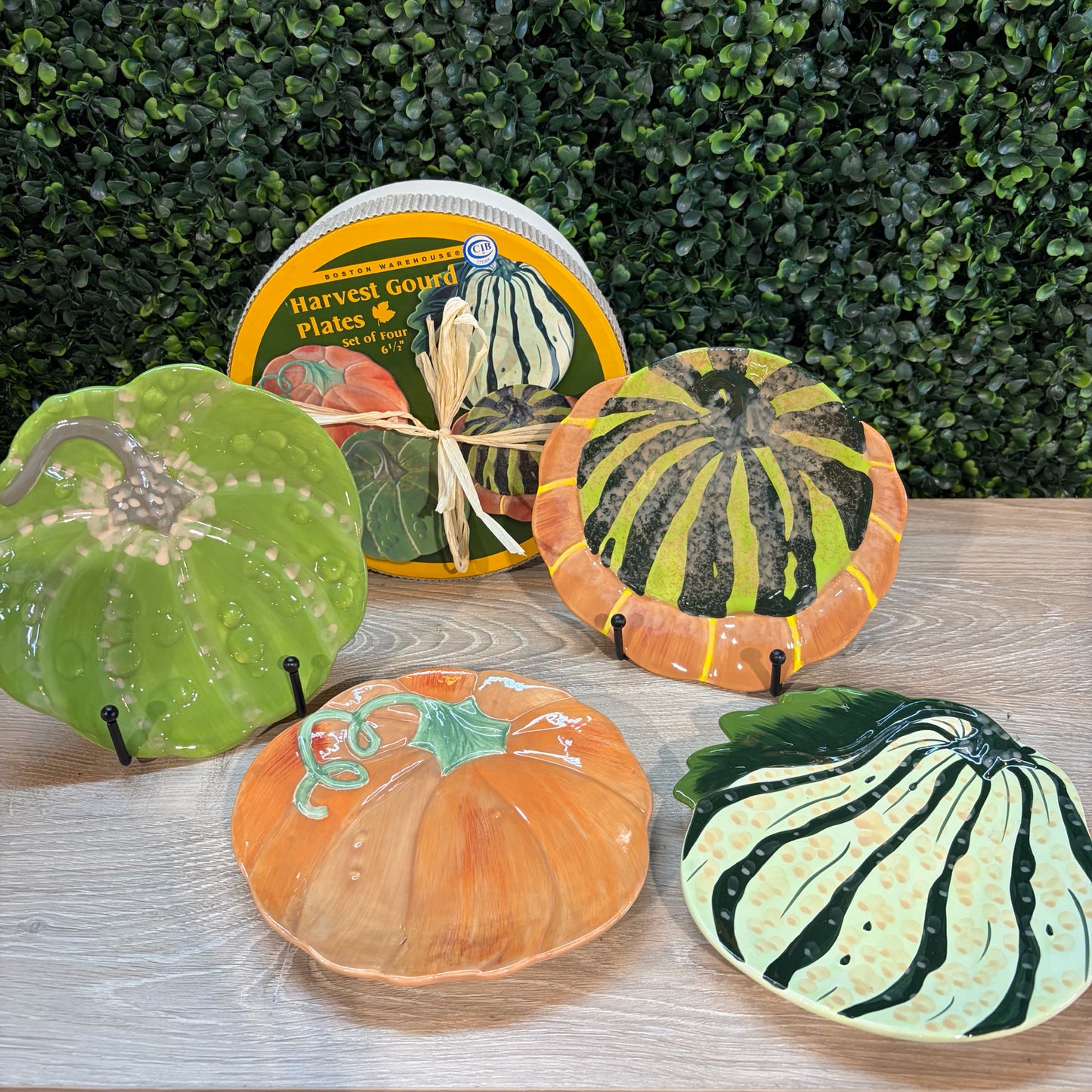 Set of 4 Harvest Gourd Appetizer/Dessert Plates, each 6.5"Dia