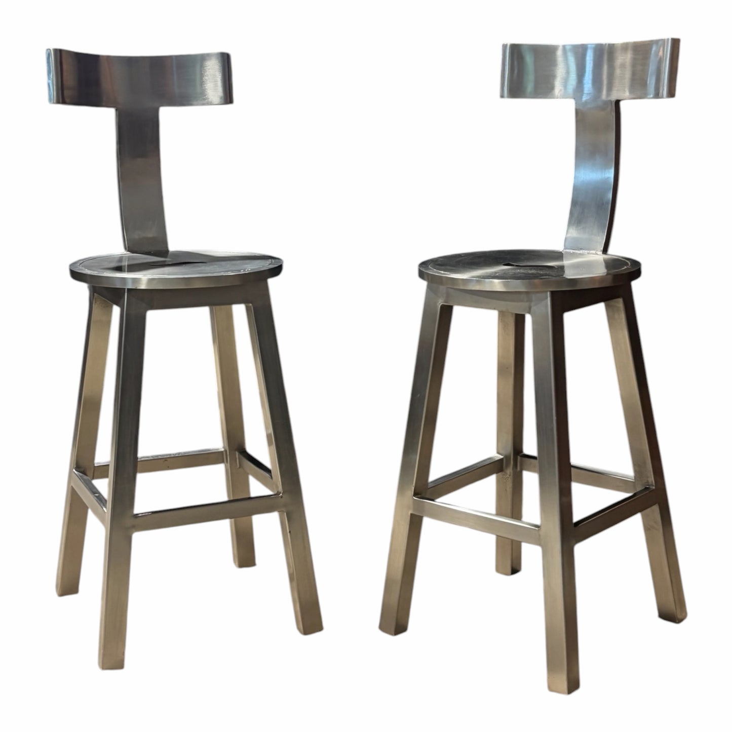 Pair of Metal Counter Height Bar Stools, 41"H x 15.5"D, seat 26"H