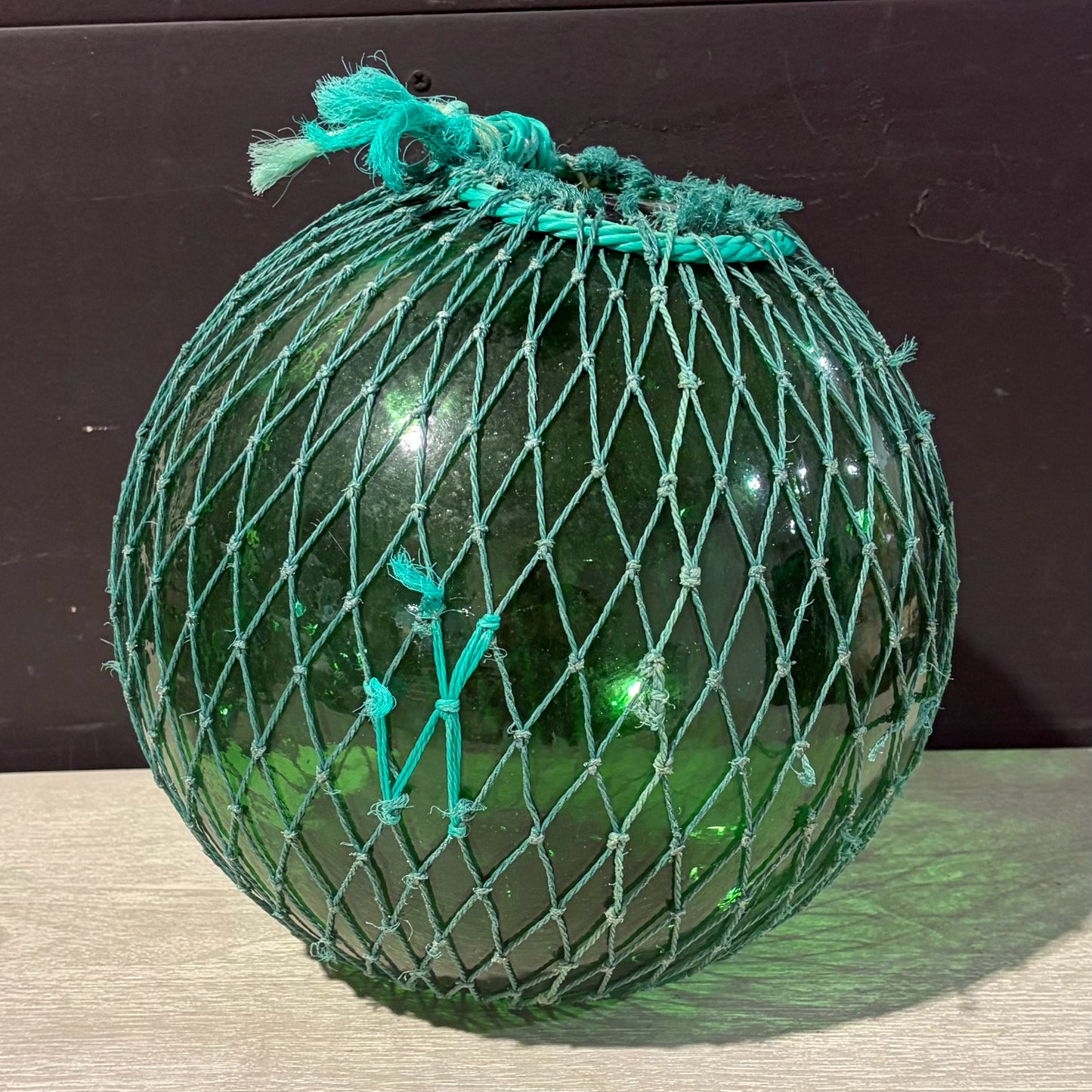 VTG Hand-Blown Green Glass Fishing Float, 11"W x 11"D x 11"H