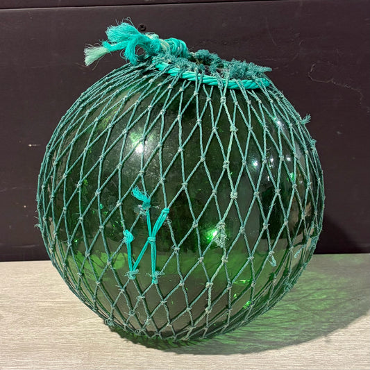 VTG Hand-Blown Green Glass Fishing Float, 11"W x 11"D x 11"H