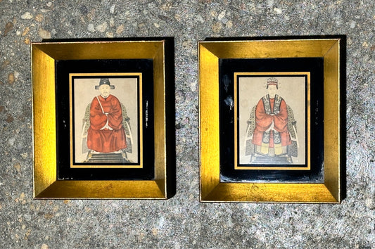SET of vintage etchings/prints, Chinese Emperor & Empress, 6.75"x 7.75"