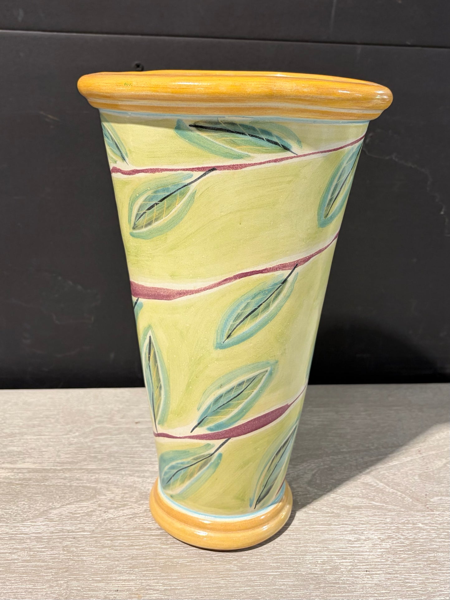 T.S.Post Hand-Painted Ceramic Vase, 7.5"W x 5.5"D x 12"H