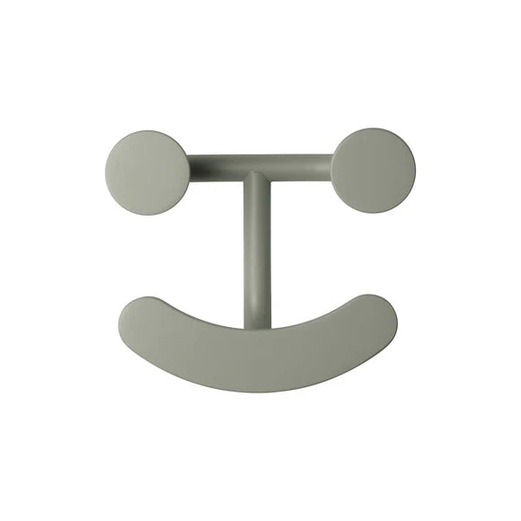 Fritz Hansen Happy Hook, Green Grey, 5.9" W x 2.5" D x 5.1" H, Power Coat Metal