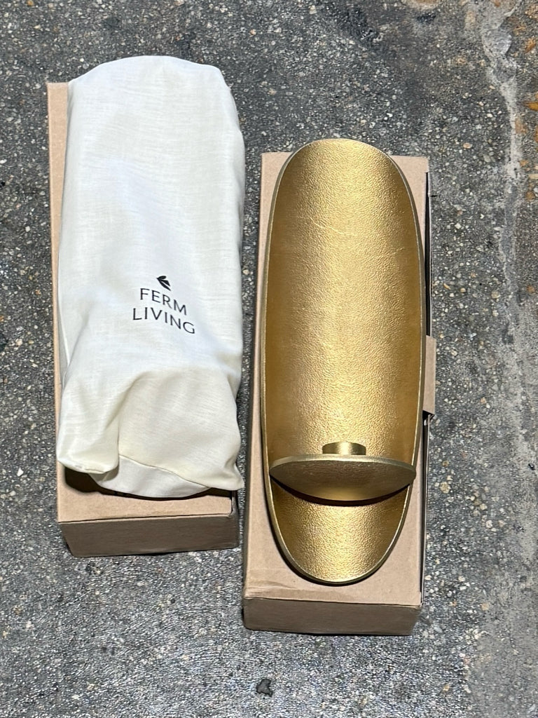 PAIR of Agape wall sconces, gold finish, 12"H