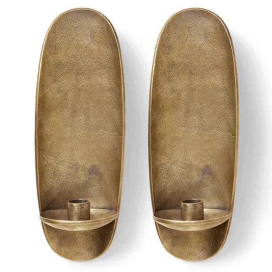 PAIR of Agape Wall Sconces, Gold Finish, 12"H