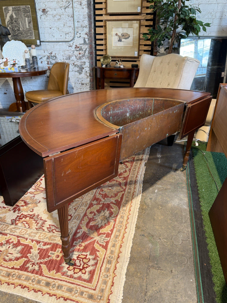 ATQ c. 1920s Hunt Table w/copper insert, 58"W x 40"D x 28.5"H