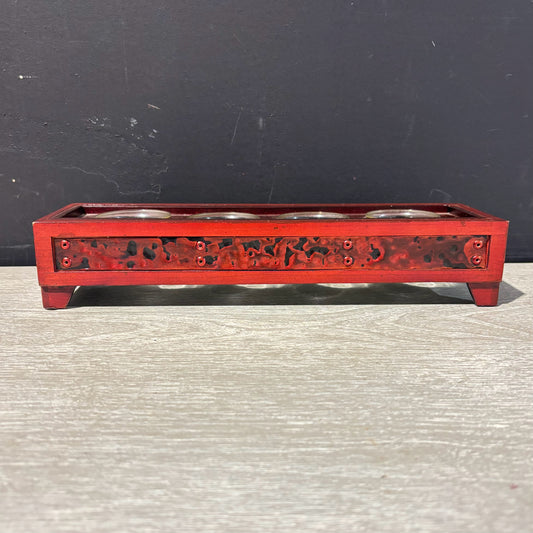 Wooden Votive Holder 12" L x 4" W x 2.5" D