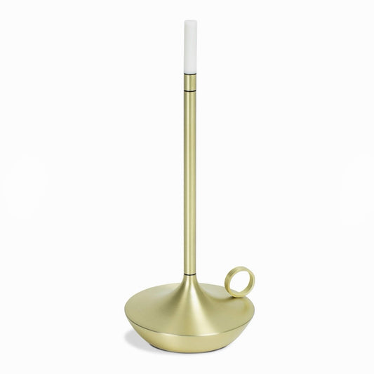 Wick Portable Table Lamp, Brass, 4.7" Dia x 10.2"H