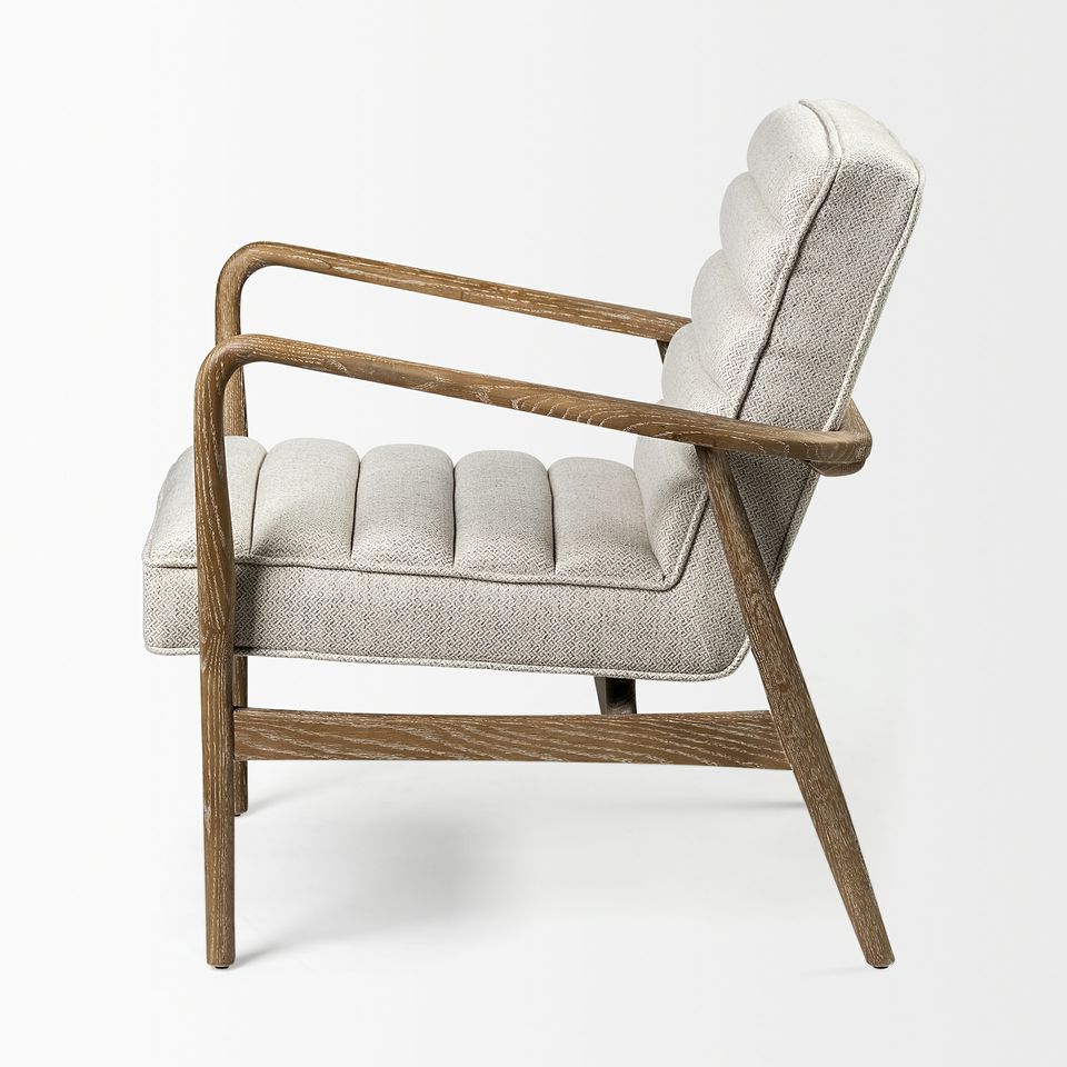 NEW Mercana Ajax II, cream/wood frame, 27"L x 28"W x 30.5"H