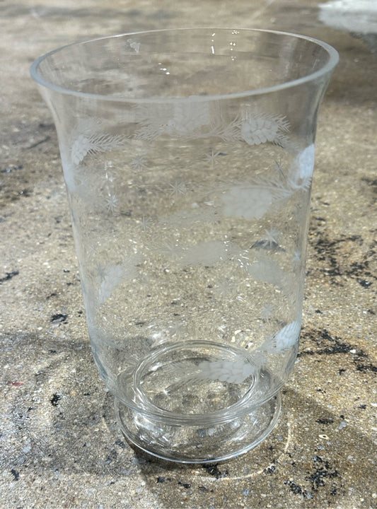 Cut glass vase, pinecone motif, 8.5"H x 5'W