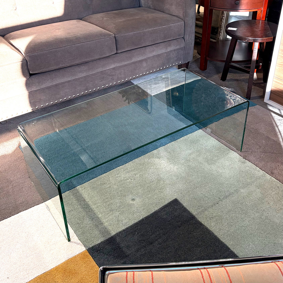 Glass Waterfall Cocktail Table, 42"W x 20"D x 13.75"H
