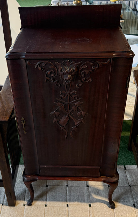 ATQ Renaissance Revival Sheet Music Cabinet, Mahogany,20"W x 14"D x 42"H