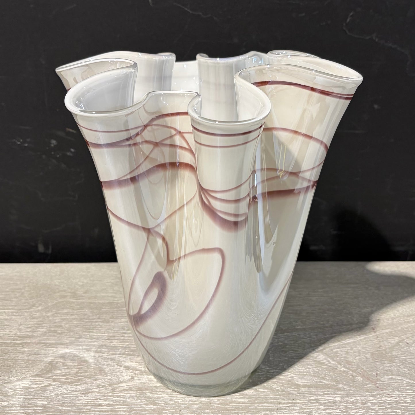 VTG Art Glass Handkerchief Vase, 8.25"Dia x 9"H
