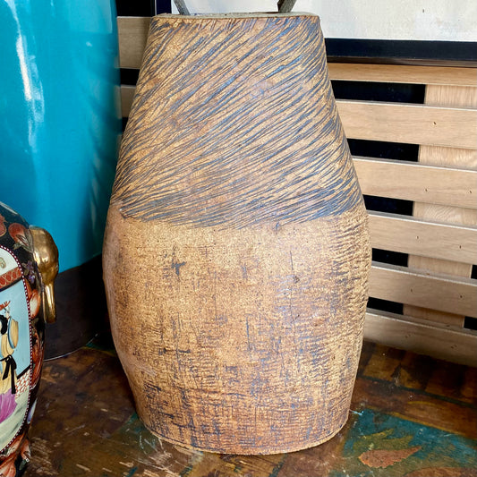 Large Rustic Ceramic Vase, 16.5"H x 11"W x 6"D