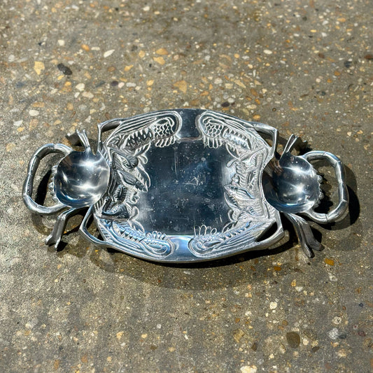 Vintage Crab Serving Platter, Cast Aluminum, 17" L x 10.5" W x 2" H