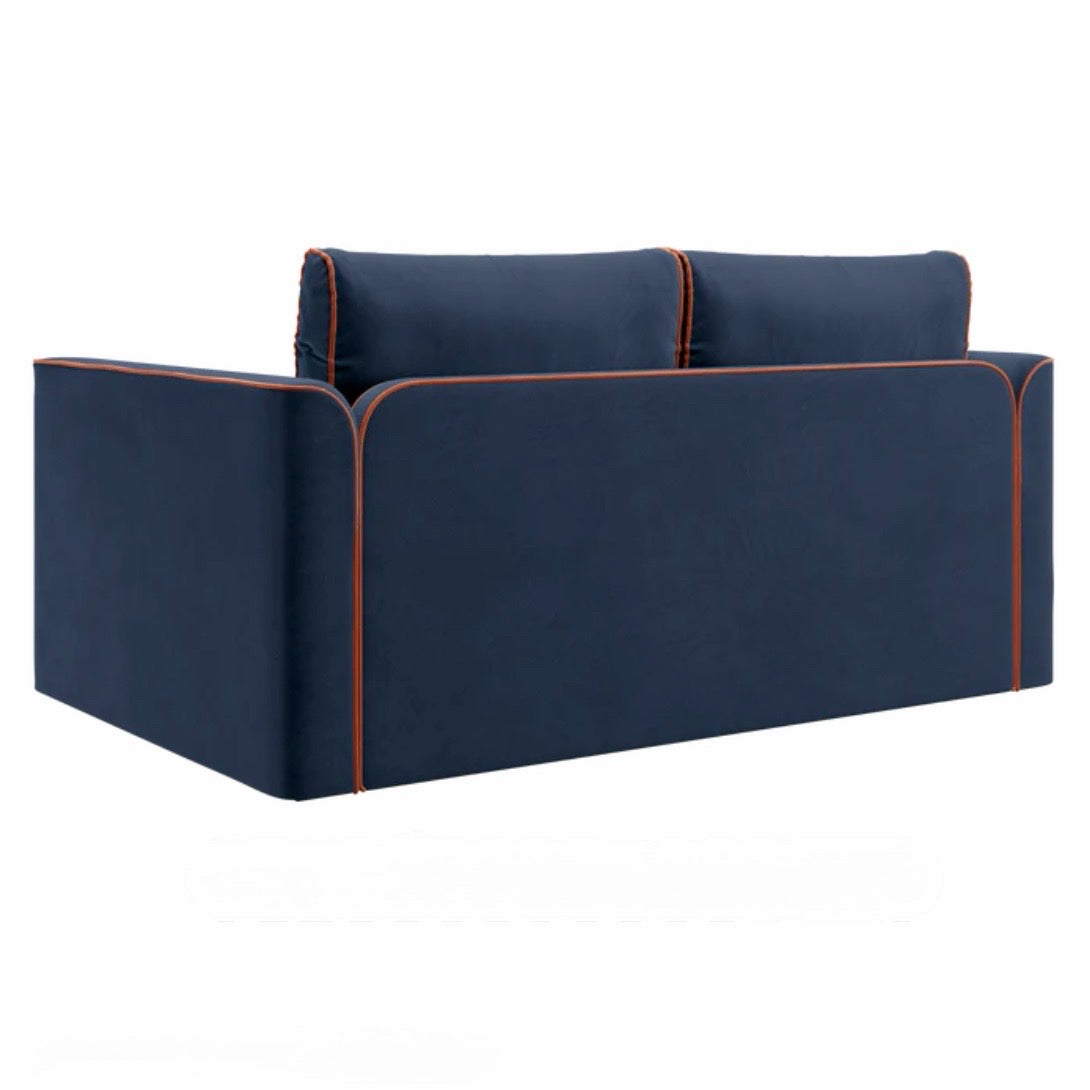 Eclipse Sleeper Sofa - Indigo/Amber Recycled Velvet Fabric, 70"W x 44"D x 32"H