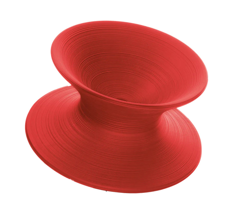 Spun Outdoor Rotating Chair, Thomas Heatherwick design, red, 35.8"D x 30.7"H