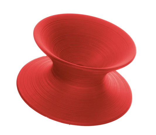 Spun Outdoor Rotating Chair, Thomas Heatherwick design, red, 35.8"D x 30.7"H