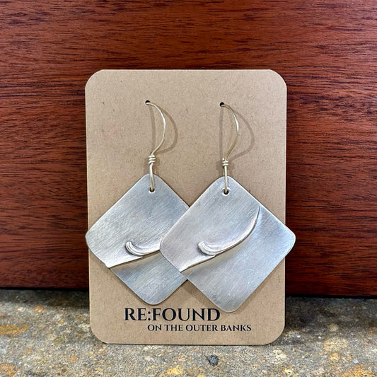 Silverplate over copper wave square earrings