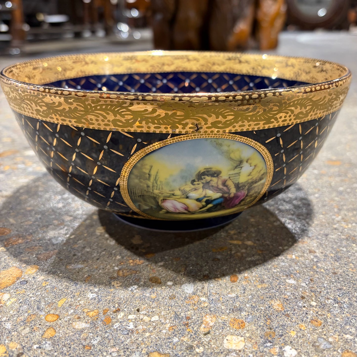 Vintage French Porcelain Bowl, 9"Dia x 4"H