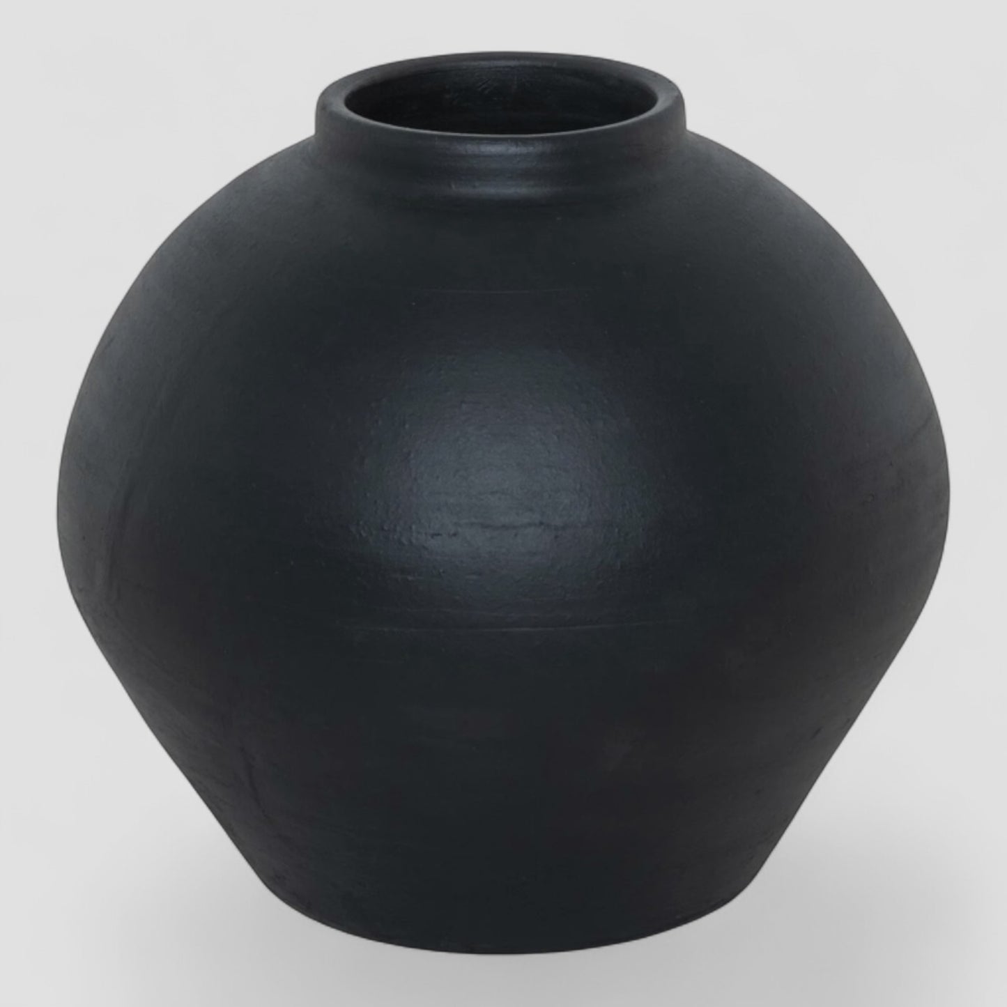 Amber Lewis  Bosa Vase, Aged Black Terracotta, 14"Dia x 14"H