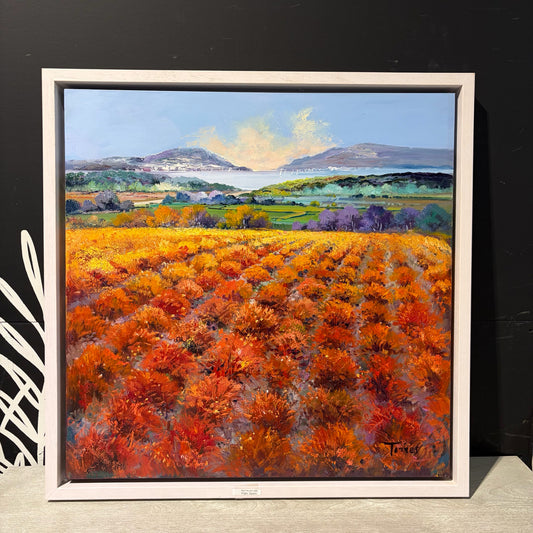 'Toward The Bay' Original Oil Painting by Miguel Tores, 34"Sq