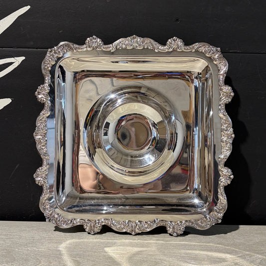 VTG Poole Silverplate Footed Crudite Platter, 14'Sq x 2"H