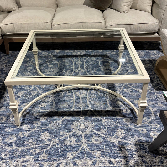 VTG Cream Wrought Iron Sq. Coffee Table, 41"W x 41"D x 18"H