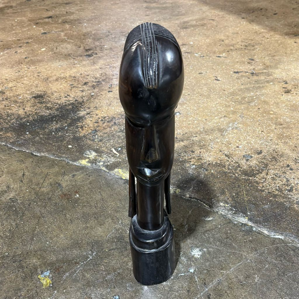 Wood African Tribal Figurine 3.5"W x 5"D. x 15"H